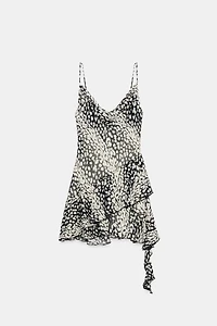 ASYMMETRIC PRINTED MINI DRESS