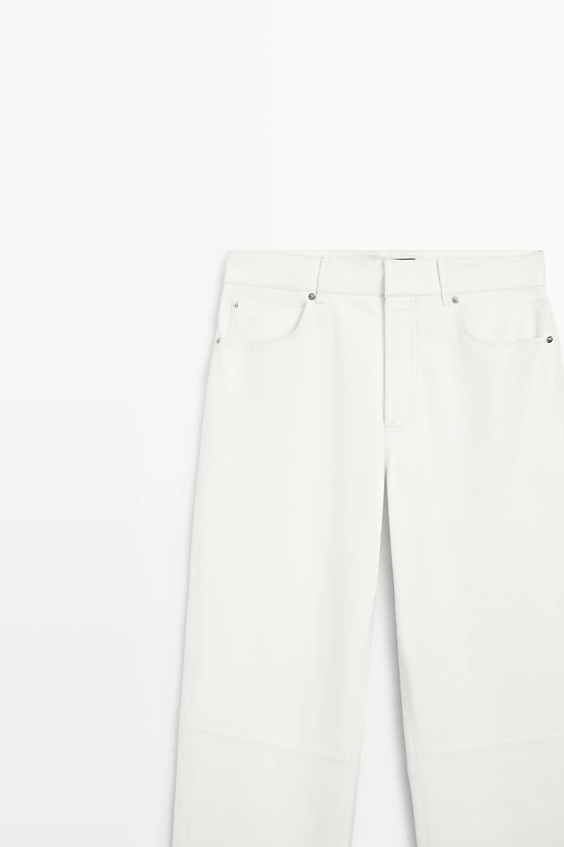 Straight-leg leather pants