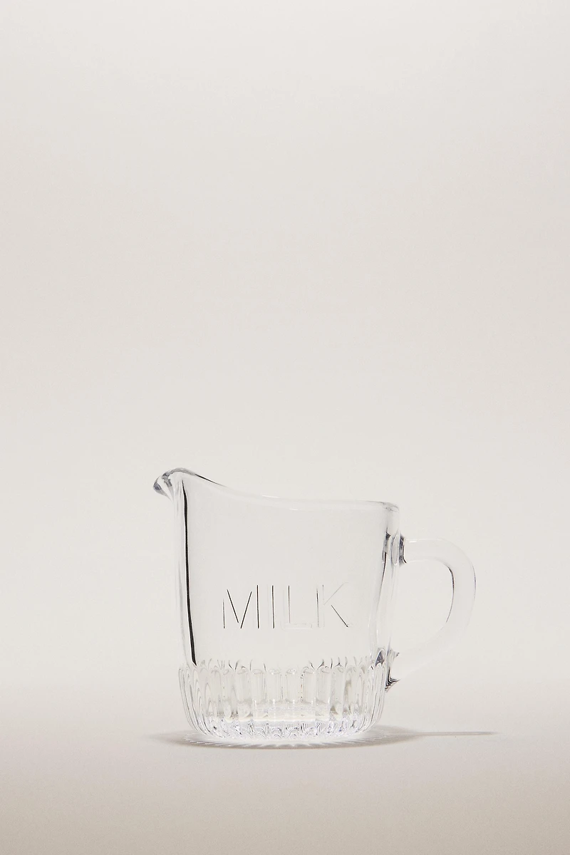 GLASS MILK PITCHER WITH STRIPED BASE