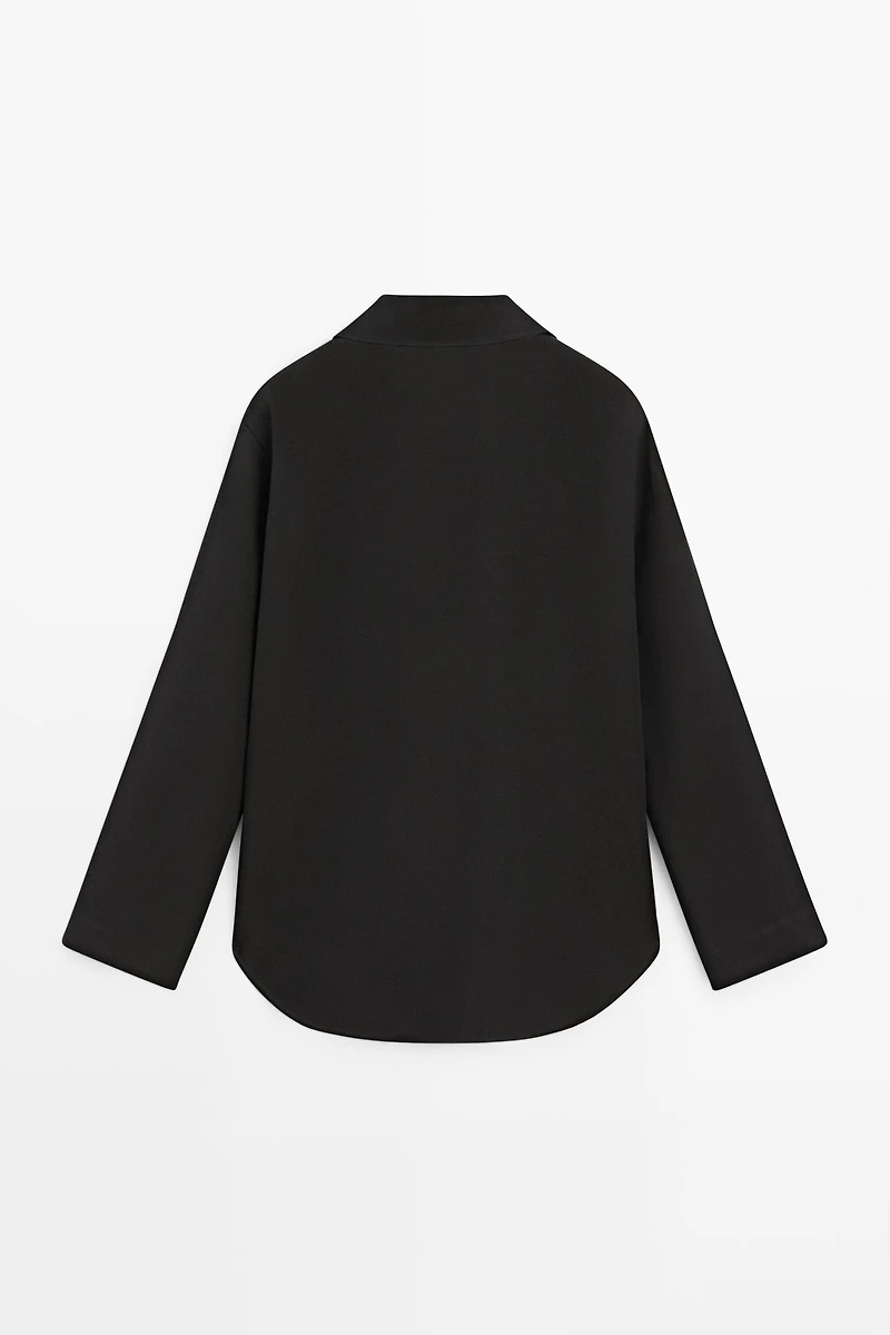 Chemise fluide à col en V coton