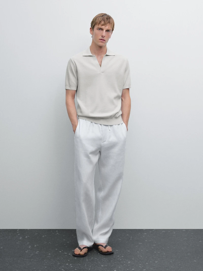 Polo en maille à col V