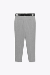 BELTED SLIM PANTS