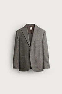 100% WOOL RELAXED FIT PLAID BLAZER
