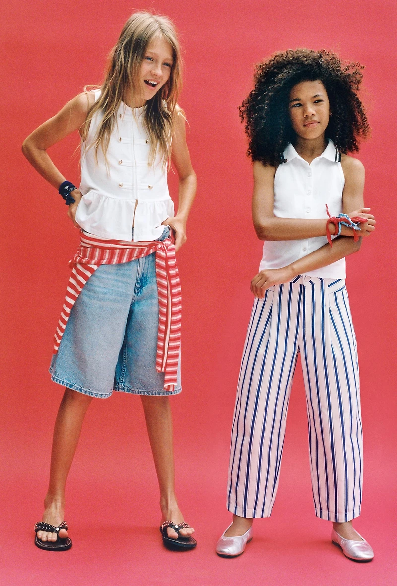 STRIPED BARREL PANTS