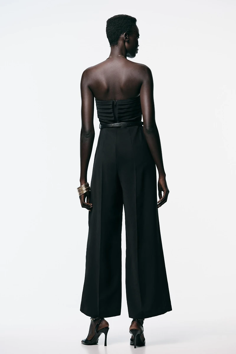 CREPE BUSTIER JUMPSUIT WITH BELT