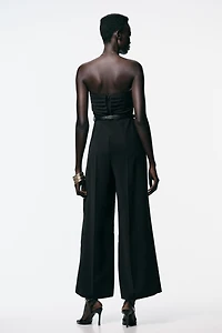 CREPE BUSTIER JUMPSUIT WITH BELT
