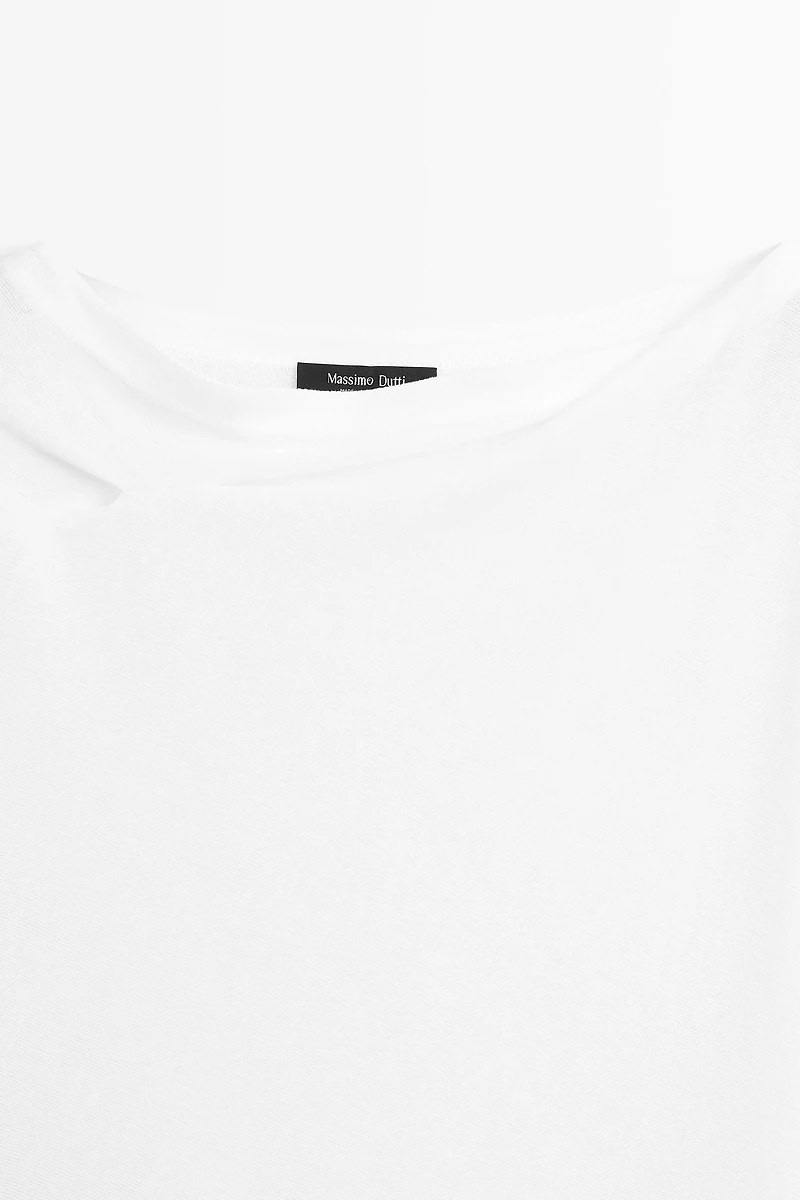 Flowing short sleeve crepe-effect T-shirt