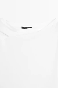 Flowing short sleeve crepe-effect T-shirt