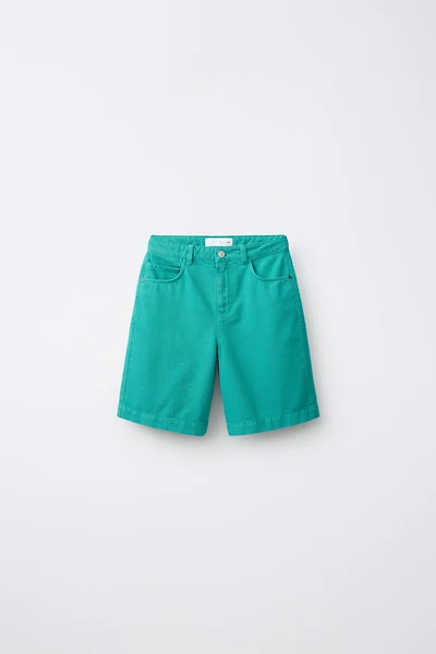 SOLID DENIM BERMUDA SHORTS