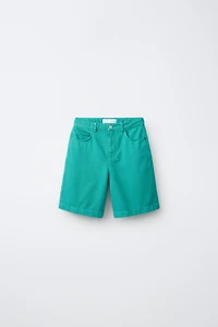 SOLID DENIM BERMUDA SHORTS