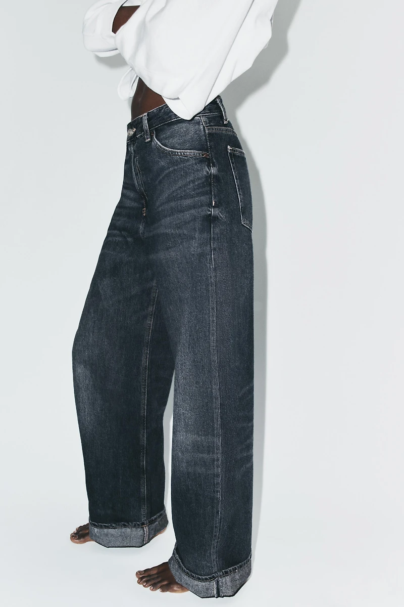 TRF BAGGY FOLDED MID-RISE JEANS