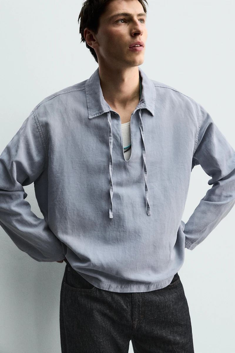 CHEMISE POLO EN COTON ET LIN