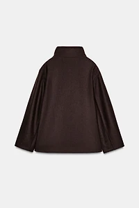 MANTEAU COURT AVEC LAINE ET COL MONTANT