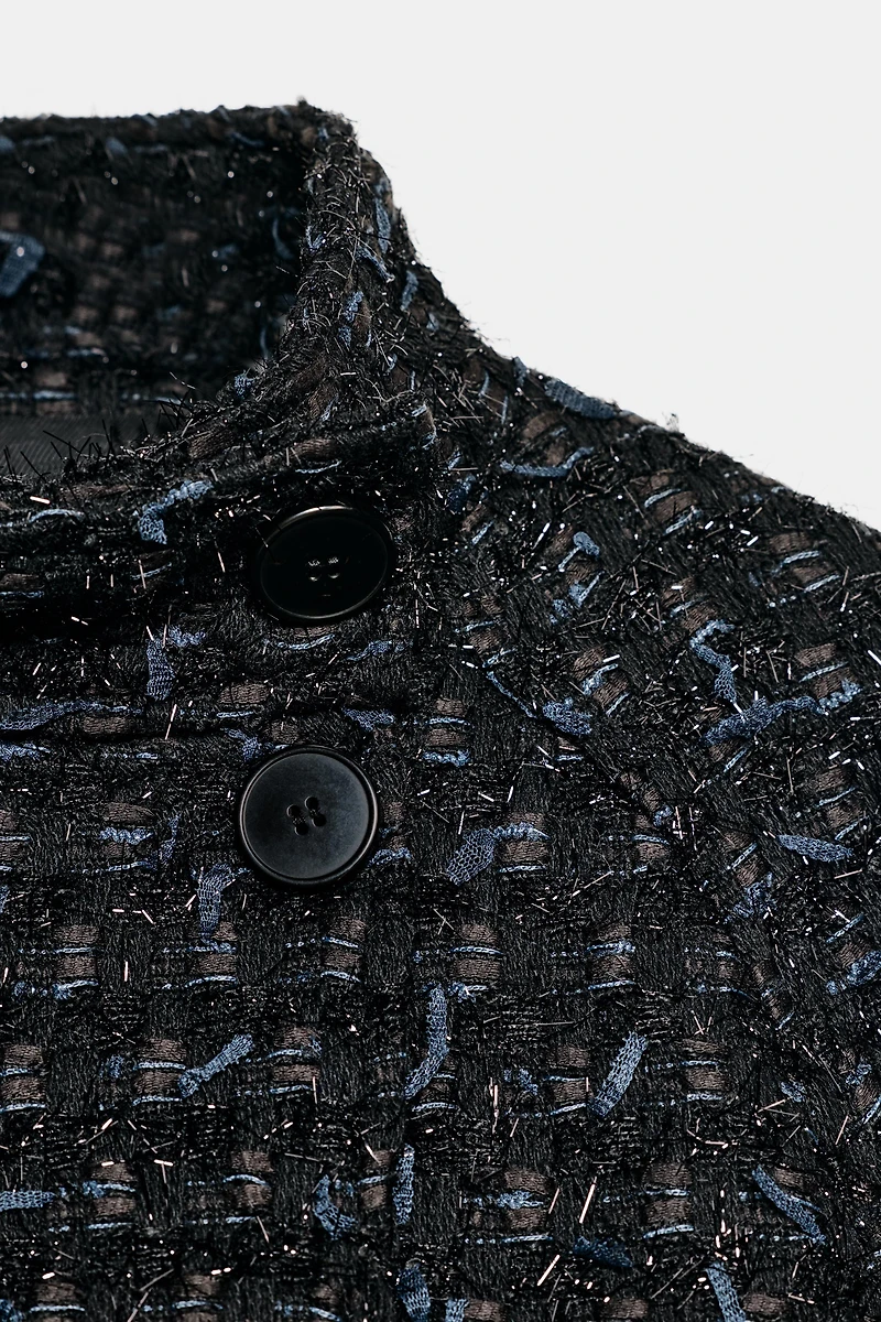 METALLIC THREAD TEXTURED WRAP JACKET