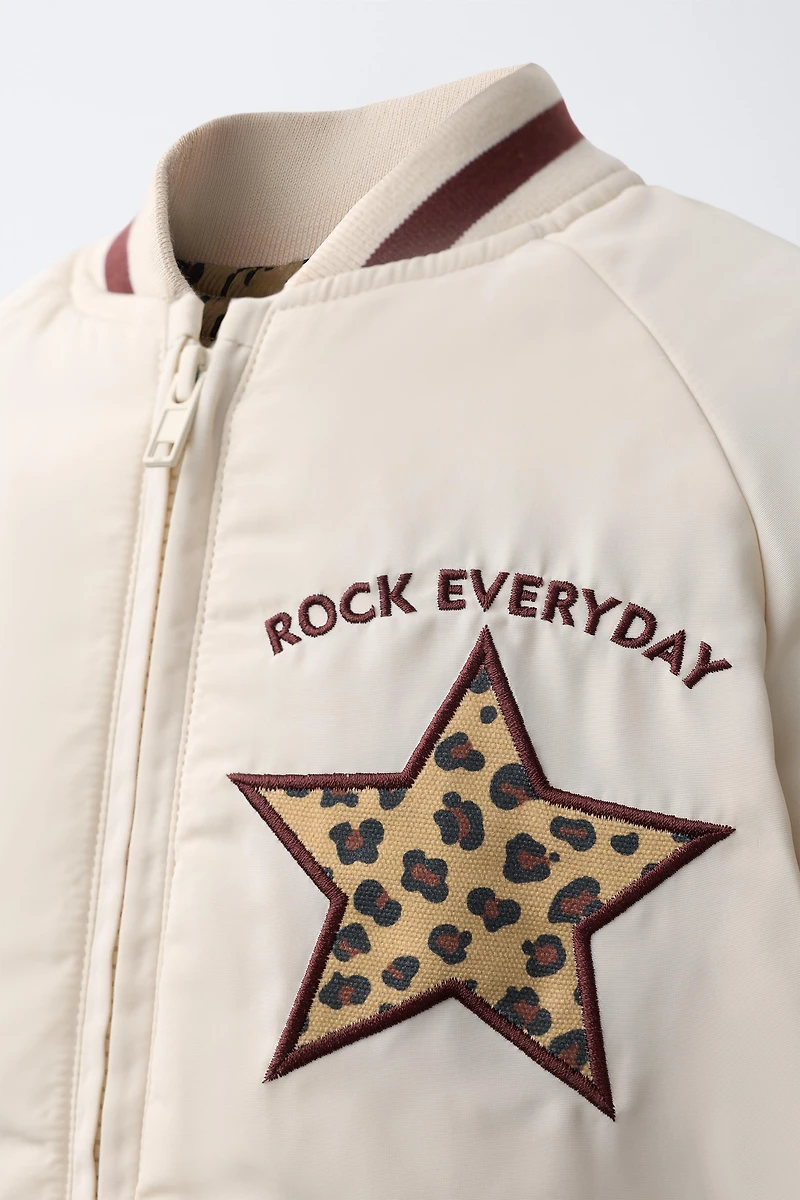 ANIMAL PRINT PATCH BOMBER JACKET