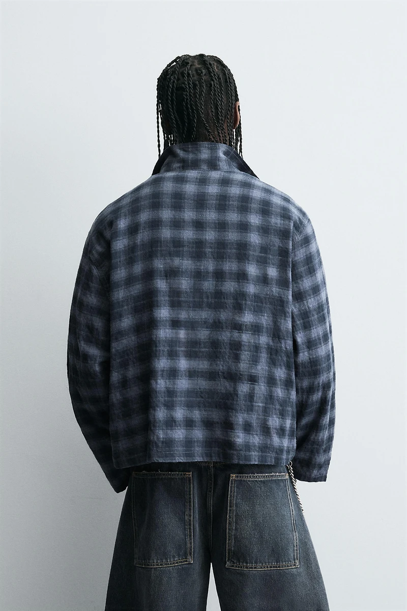 ZIP-UP PLAID SHIRT