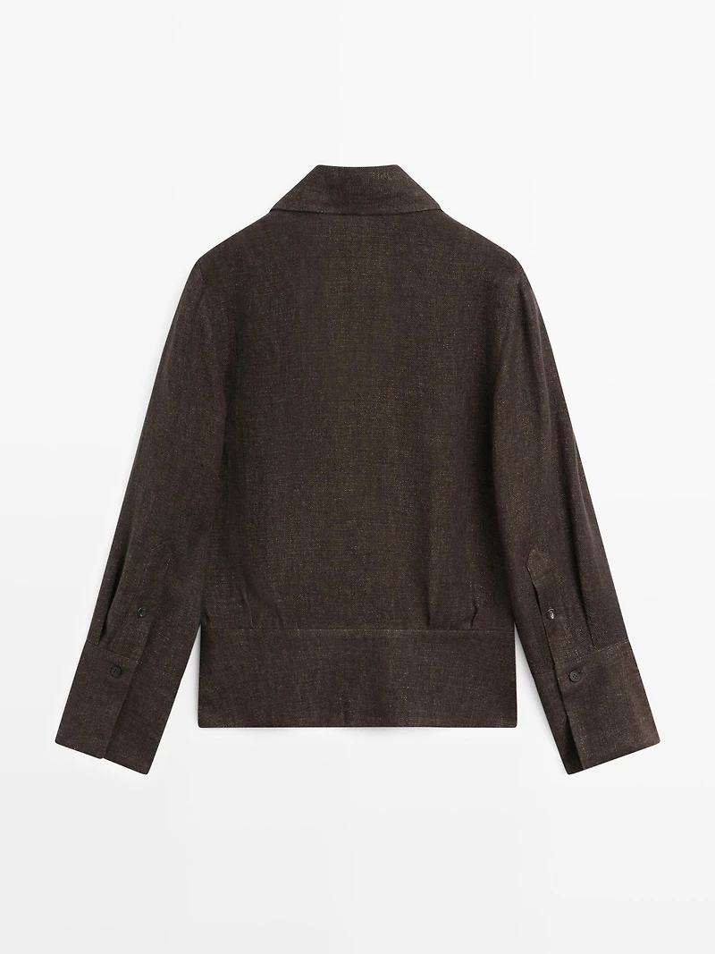 Total look melange linen overshirt