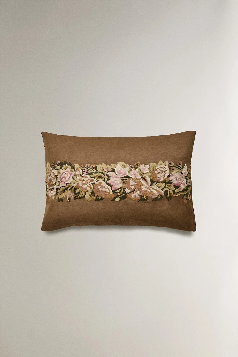 EMBROIDERED THROW PILLOW COVER
