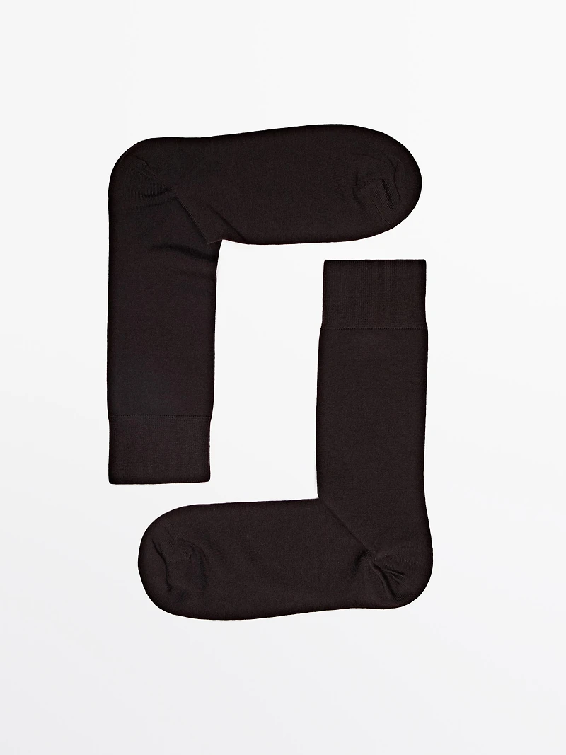 Plain wool blend knit socks