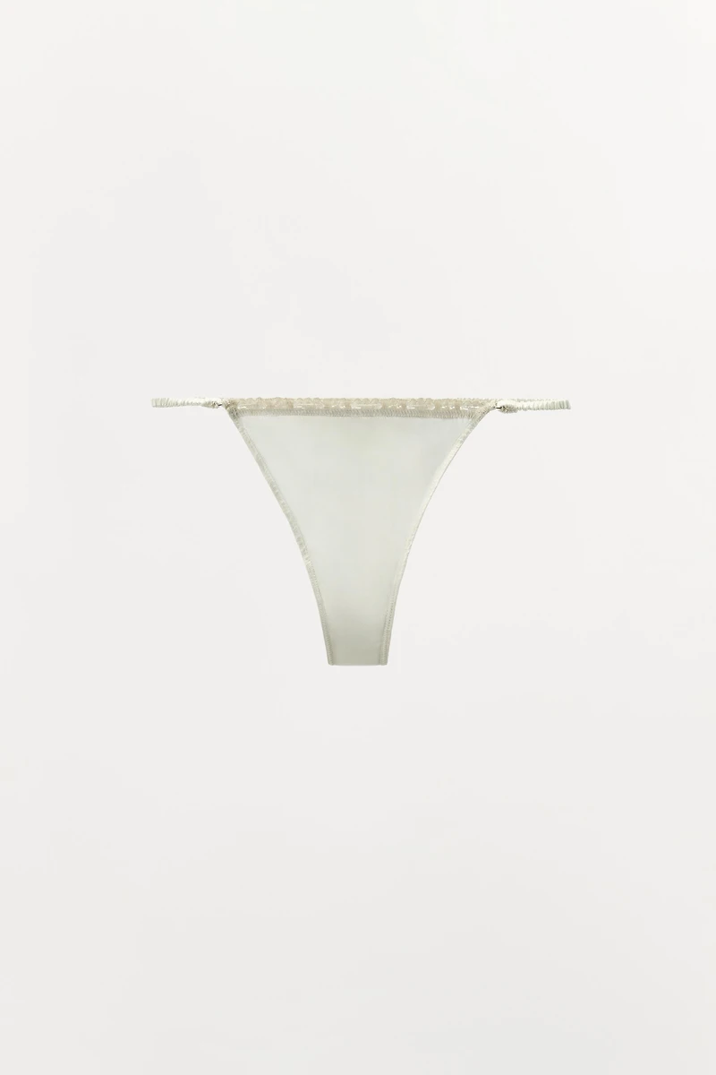 SILK BLEND LACE THONG