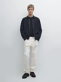 Cardigan zippé avec poches en coton et laine