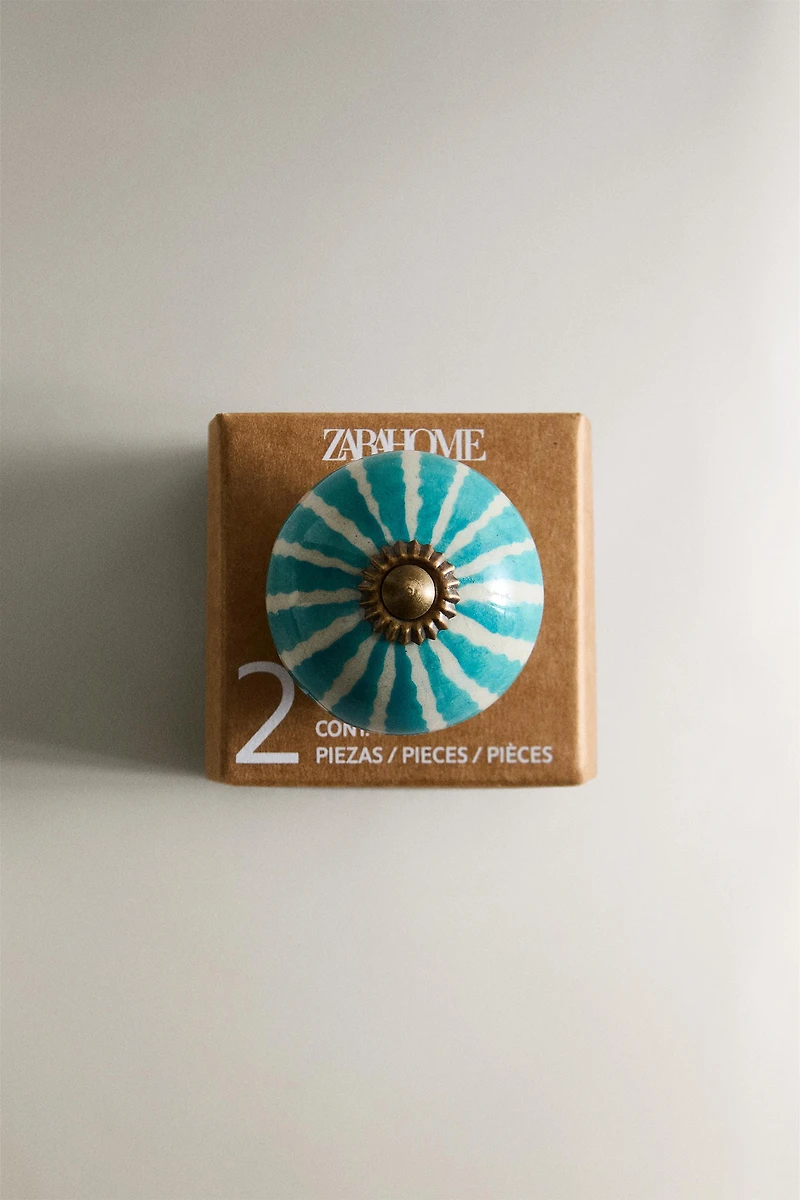 SET OF CERAMIC FLOWER KNOBS (SET OF 2