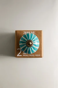 SET OF CERAMIC FLOWER KNOBS (SET OF 2