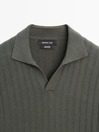 Cable-knit polo sweater