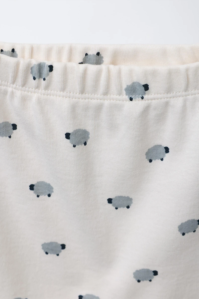 SHEEP PRINT BODYSUIT AND FOOTED PANTS SET