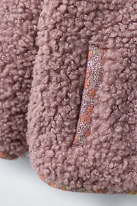 LINED FLEECE COAT WITH FLOWERS