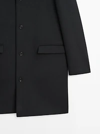Manteau long en laine mélangée
