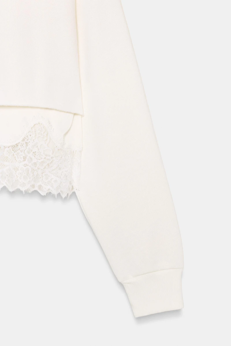 SWEAT CROP DENTELLE BIMATIÈRE