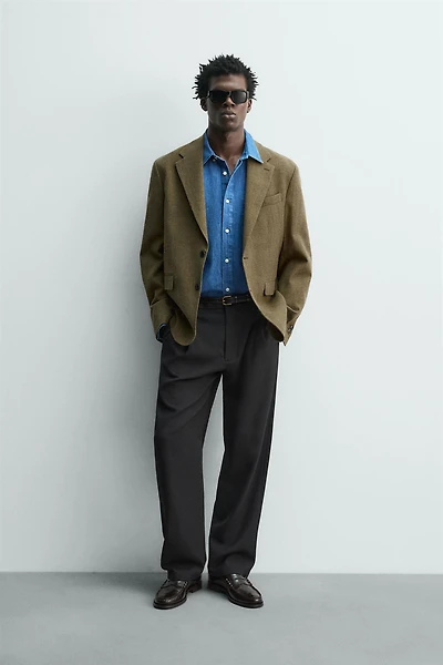 WOOL BLEND TEXTURED BLAZER