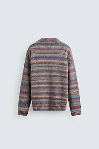 STRIPED OPEN-KNIT SWEATER
