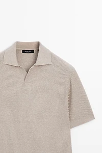 Cotton blend knit polo shirt