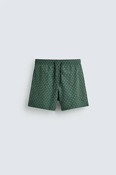 MID-LENGTH GEOMETRIC PRINT SWIMSUIT