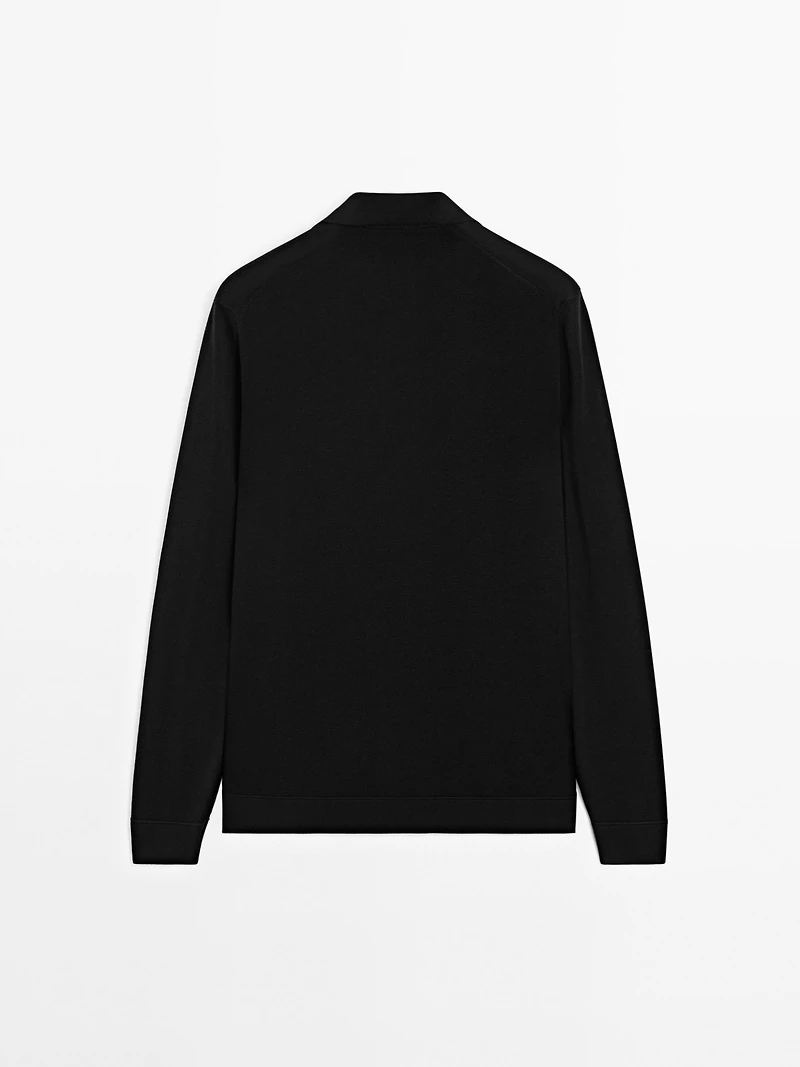 V-neck knit polo sweater