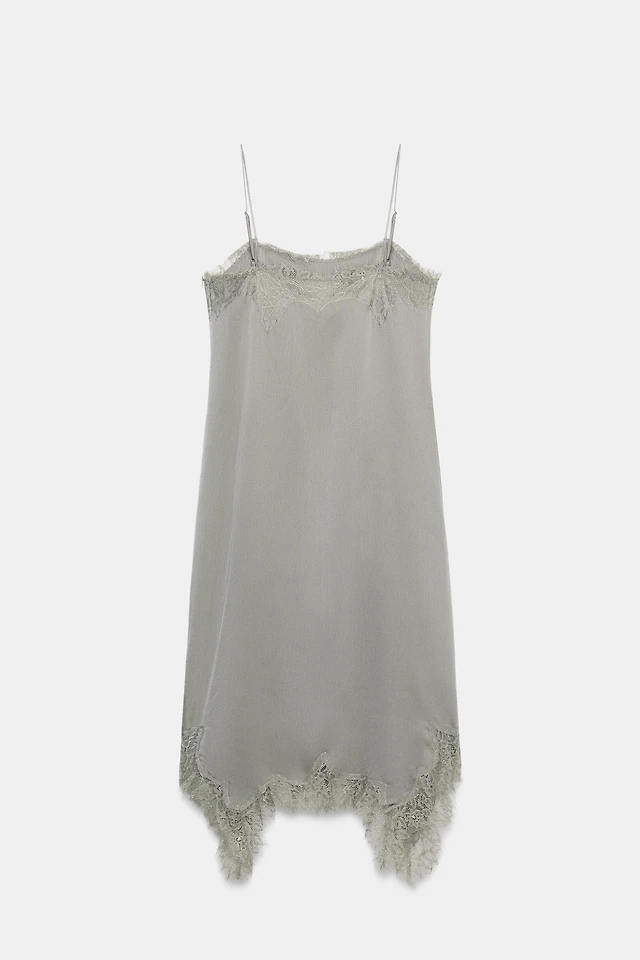 zara lace camisole dress ZW COLLECTION LACE CAMISOLE DRESS - Sea green