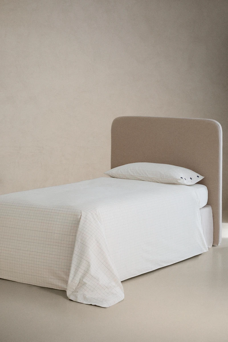 KIDS' CHECKED COTTON DUVET COVER