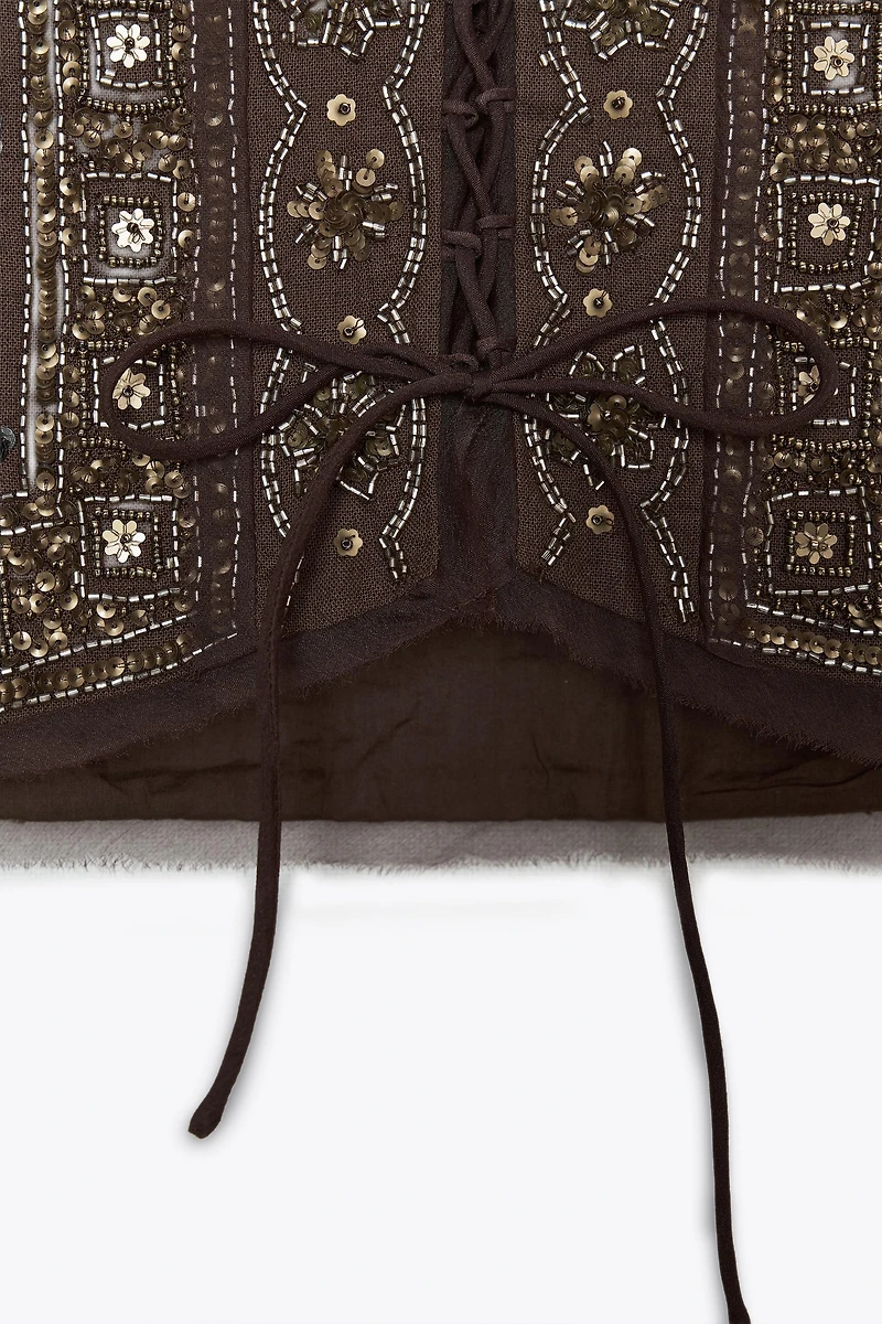 BEADED EMBROIDERED VEST ZW COLLECTION