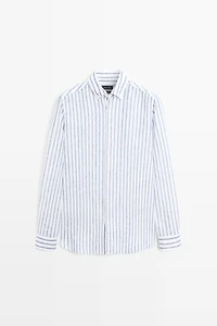 100% linen striped shirt