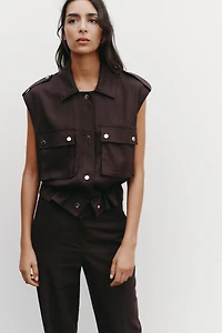 LINEN CARGO VEST