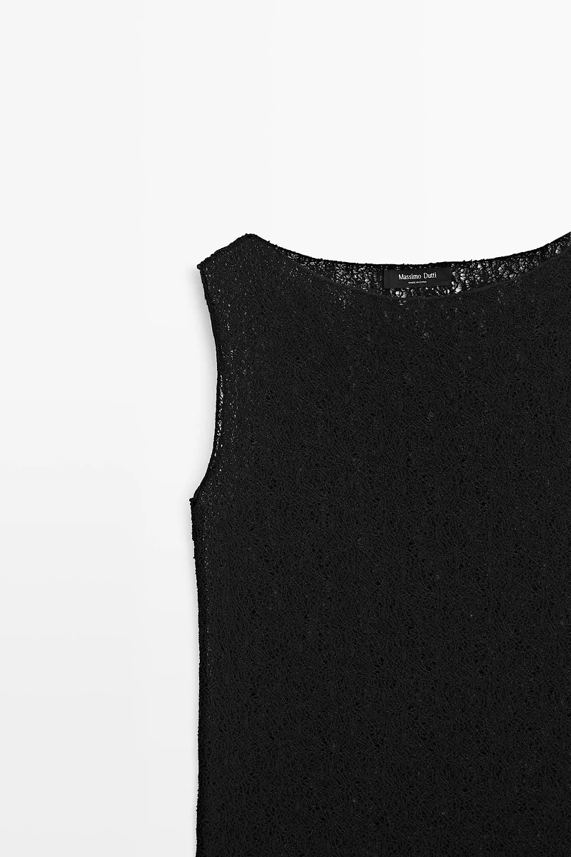 Sleeveless open-knit top