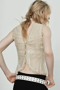 LACE SHIRT WITH COVERED BUTTONS