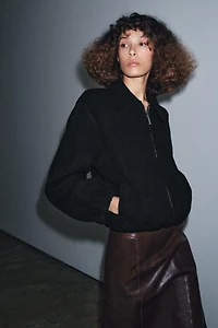 ZIPPERED KNIT BOMBER JACKET