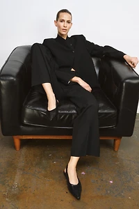 POINTED LEATHER SLINGBACK BALLET FLATS