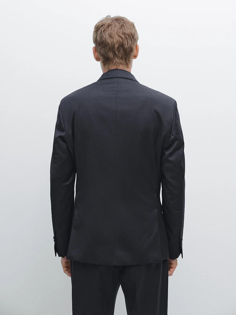 Pinstripe wool suit blazer