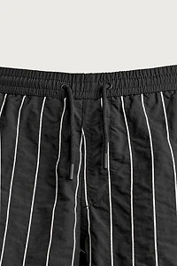 EMBROIDERED STRIPE MID-LENGTH SWIM TRUNKS