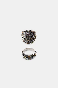 2-PACK OF METAL JEWEL RINGS