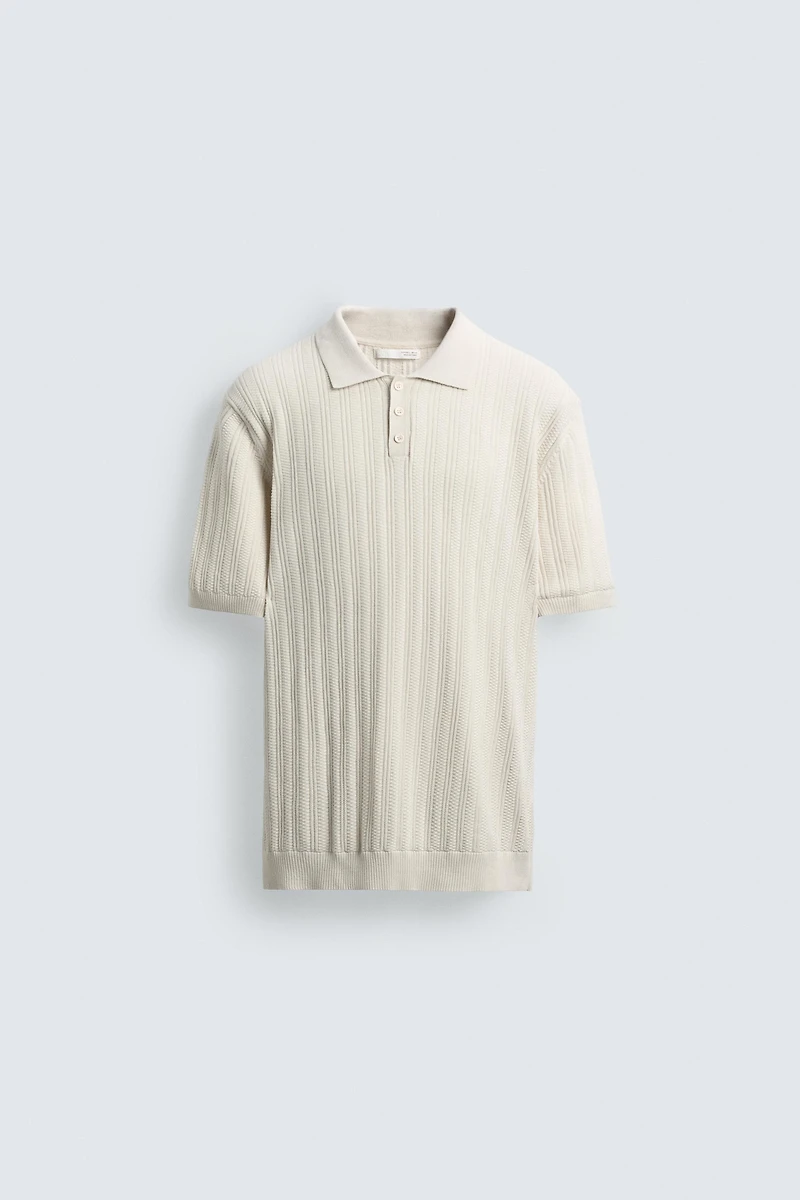 RIBBED KNIT POLO SHIRT